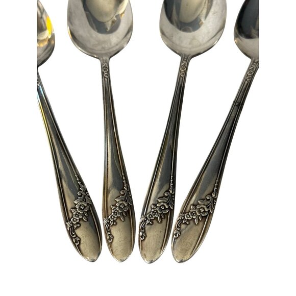 4 Queen Bess II Tudor Plate Oneida Community Vintage Silver-Plate Serving Spoons - Picture 2 of 5